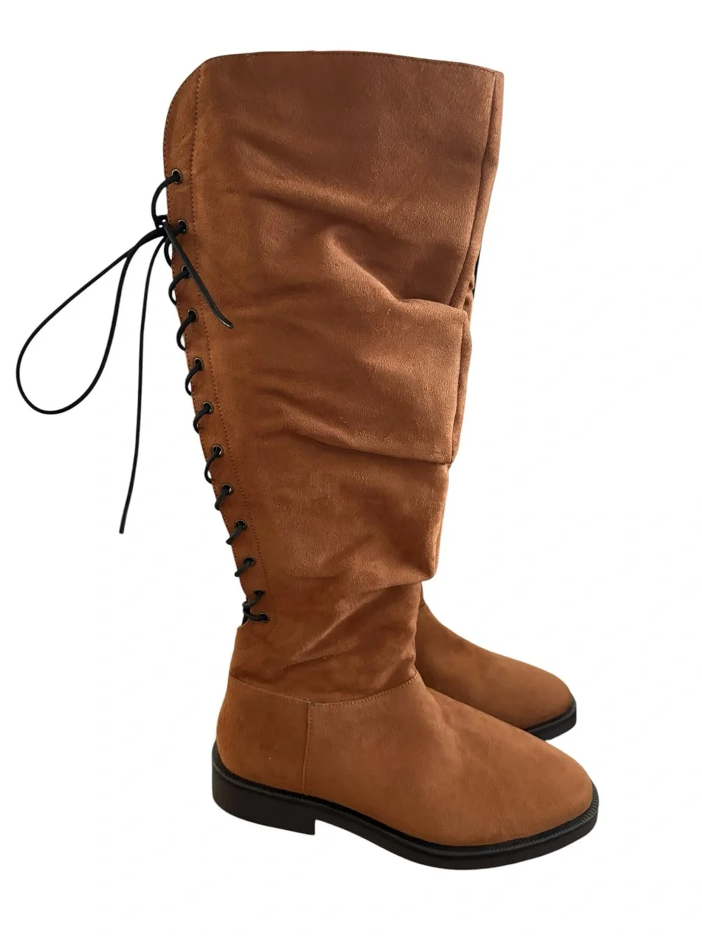 Journee Collection Tan Suede Over-the-Knee Slouch Boots